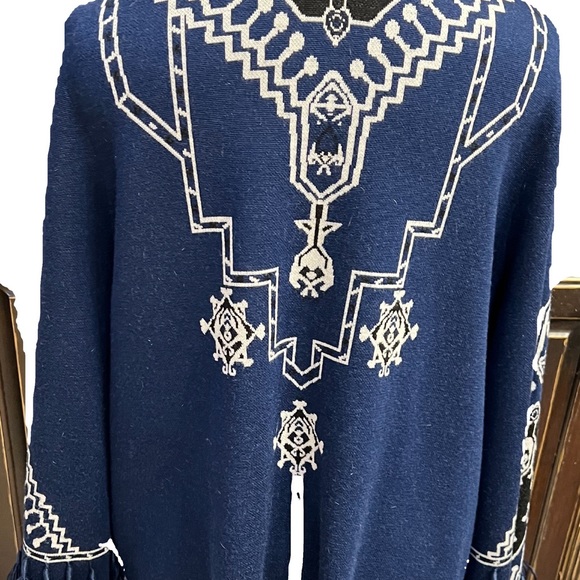 Kobi Halpern Cardigan Blue Black & White With Blue Plumes - Picture 3 of 8